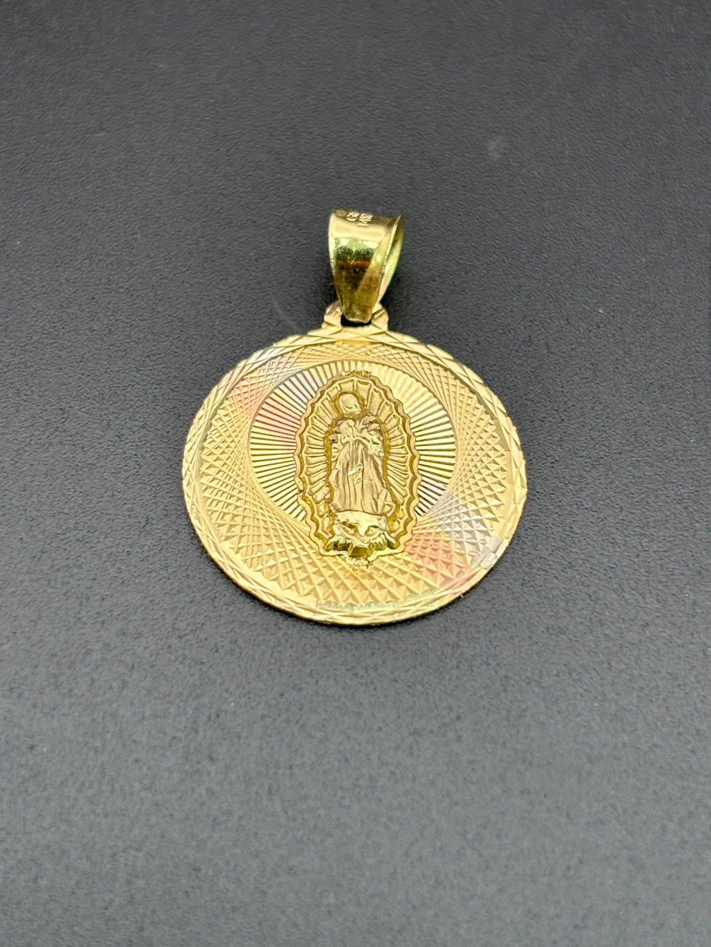 14k Solid Gold Pendant Virgin Mary