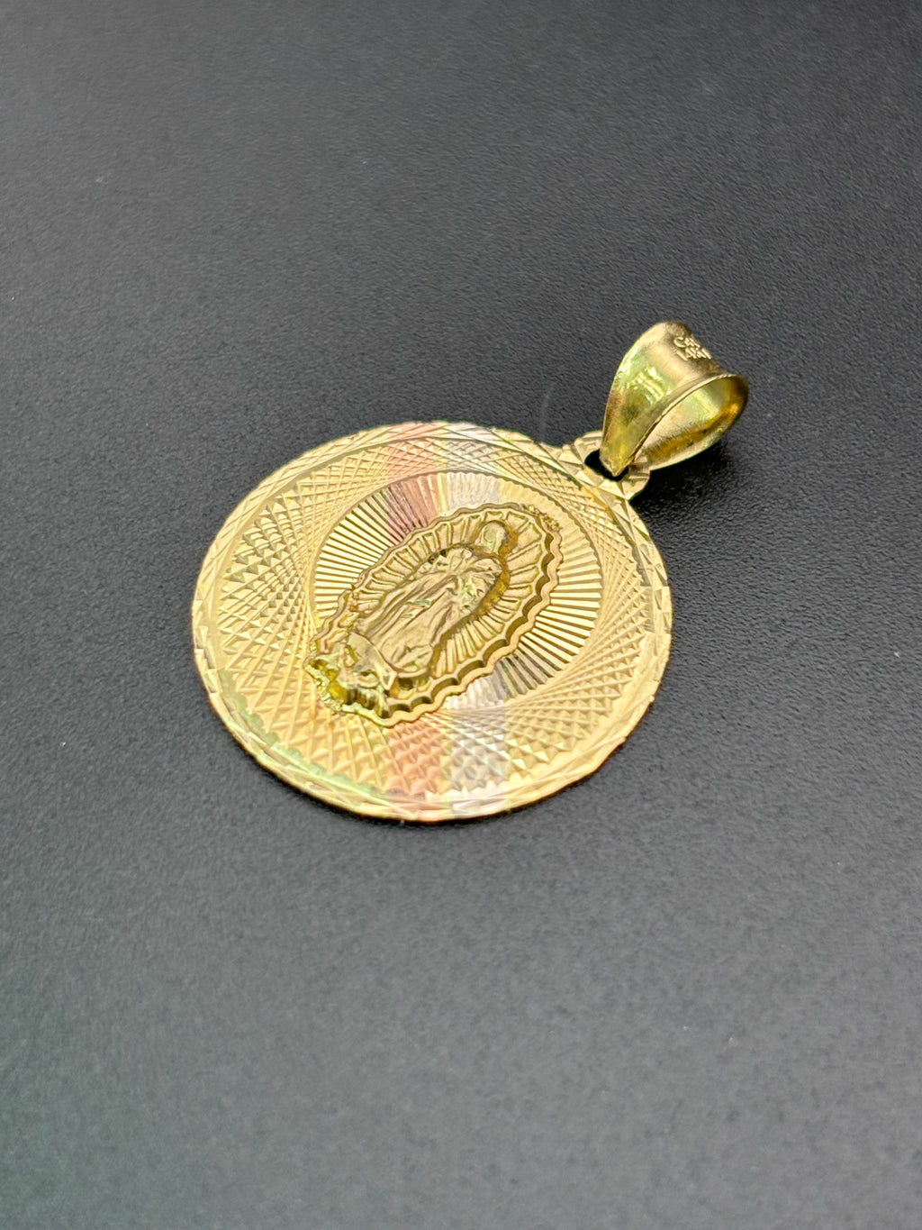 14k Solid Gold Pendant Virgin Mary