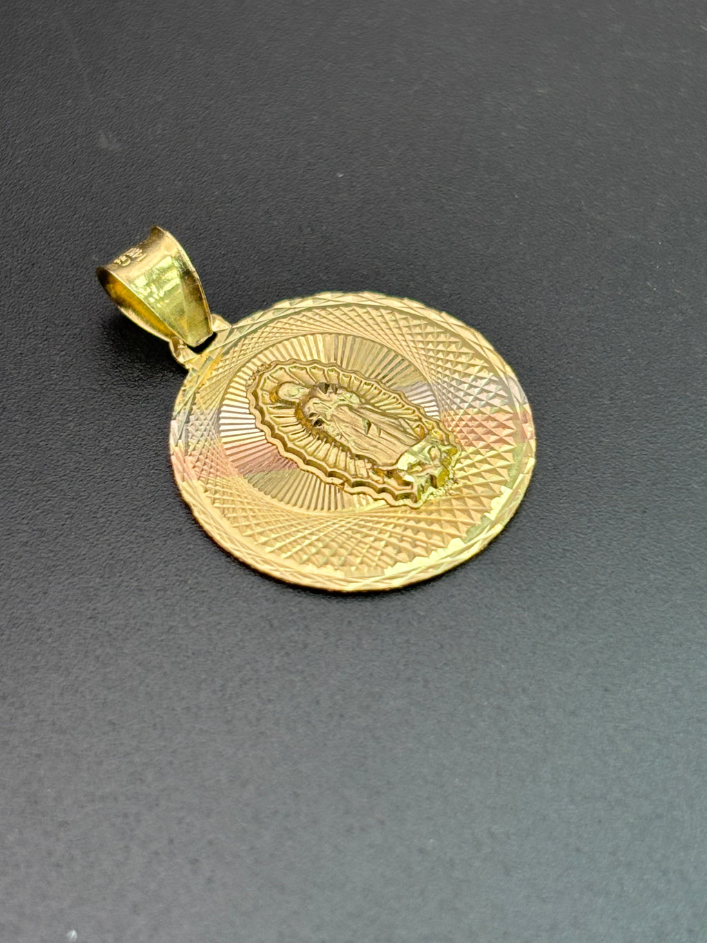 14k Solid Gold Pendant Virgin Mary