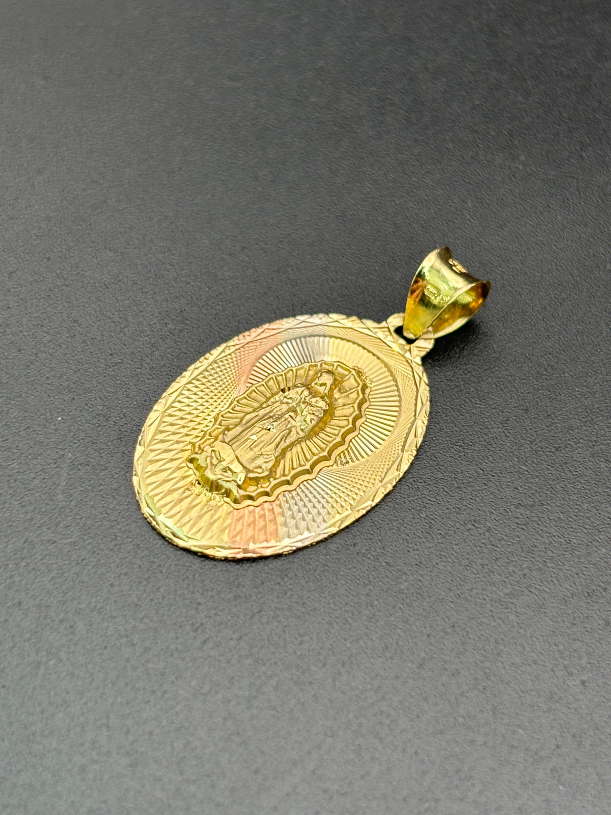 14k Solid Gold Pendant Virgin Mary
