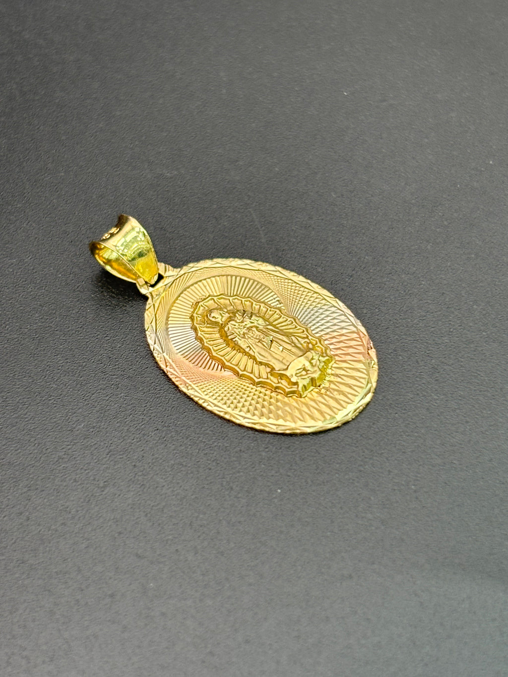 14k Solid Gold Pendant Virgin Mary