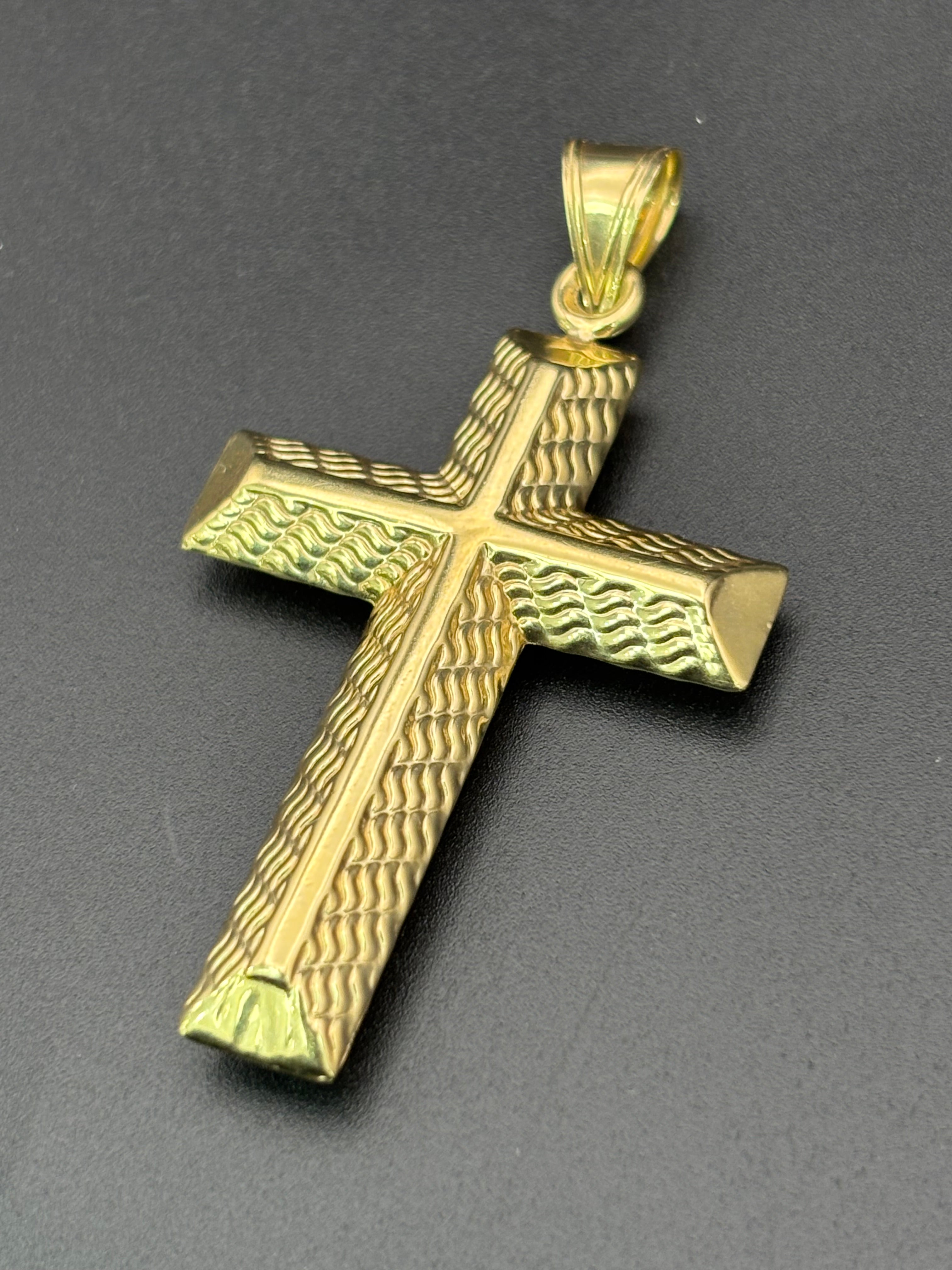 14k Solid Gold Jesus Cross Pendant