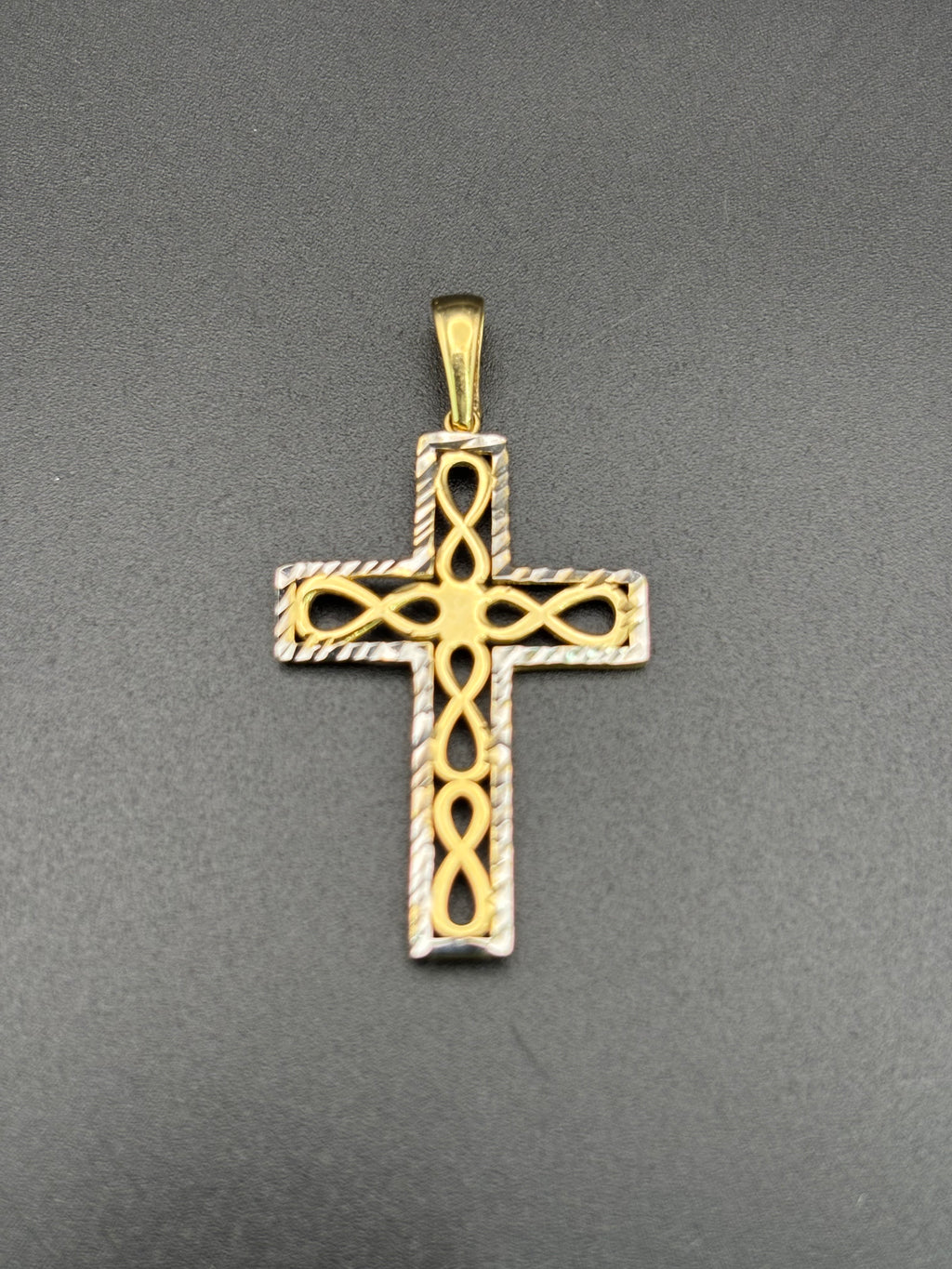14k Solid Gold Jesus Cross Infinity Pendant