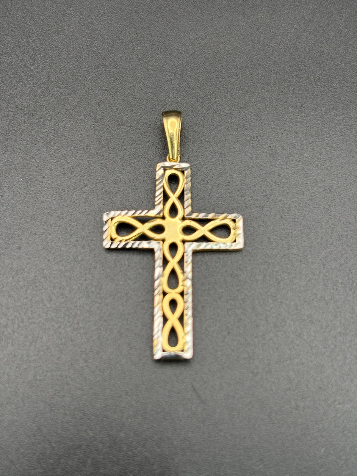 14k Solid Gold Jesus Cross Infinity Pendant