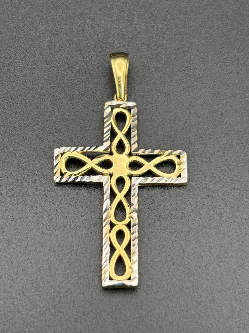 14k Solid Gold Jesus Cross Infinity Pendant