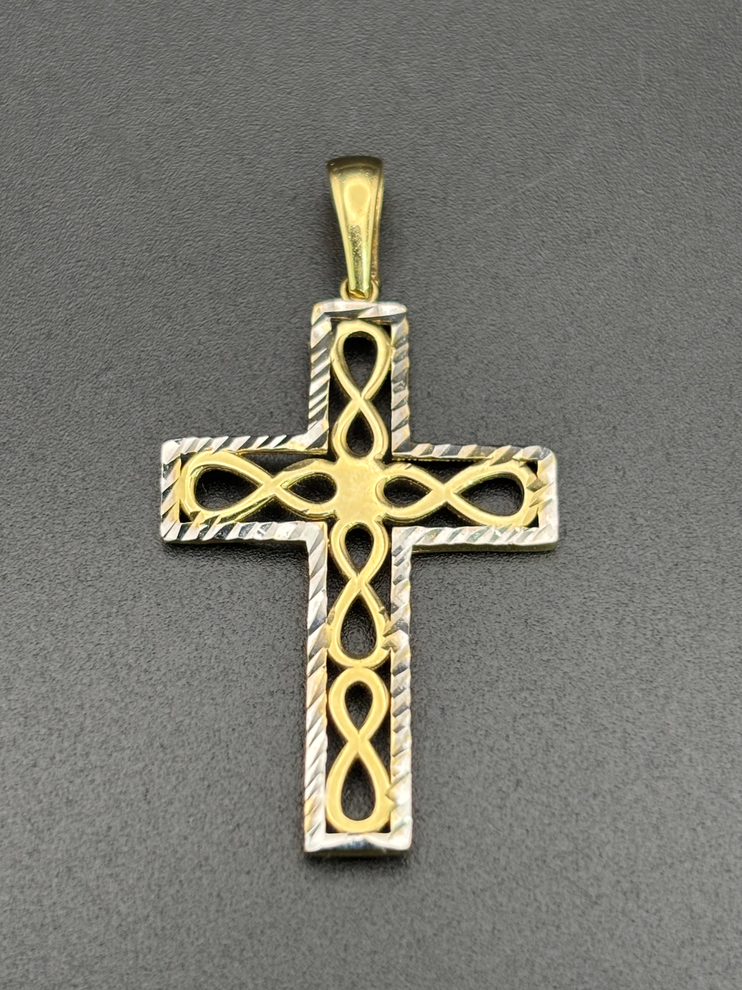 14k Solid Gold Jesus Cross Infinity Pendant