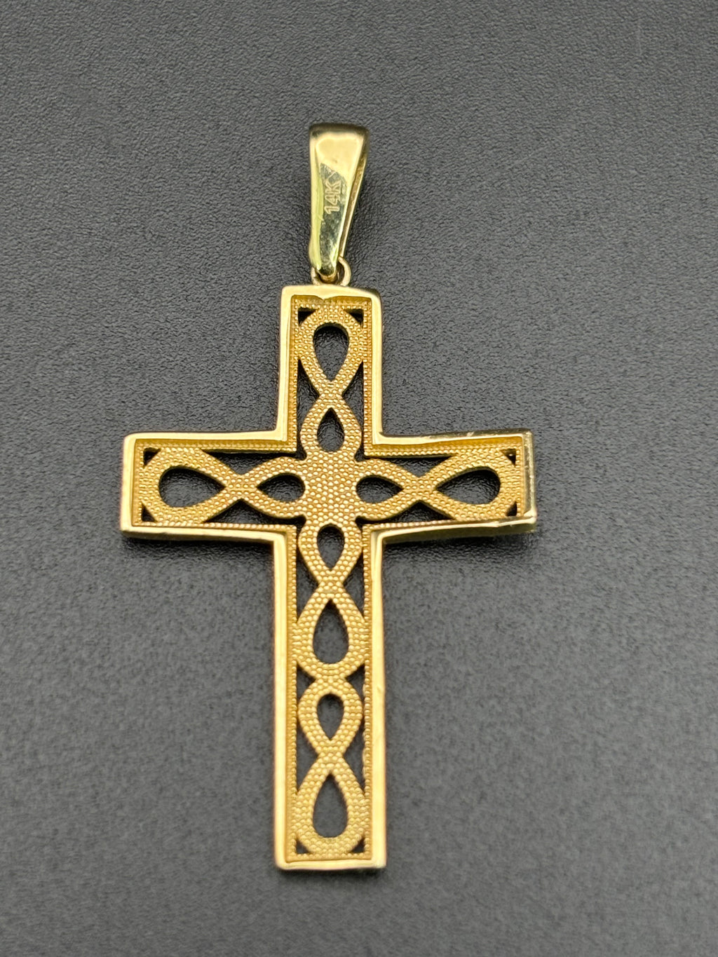 14k Solid Gold Jesus Cross Infinity Pendant