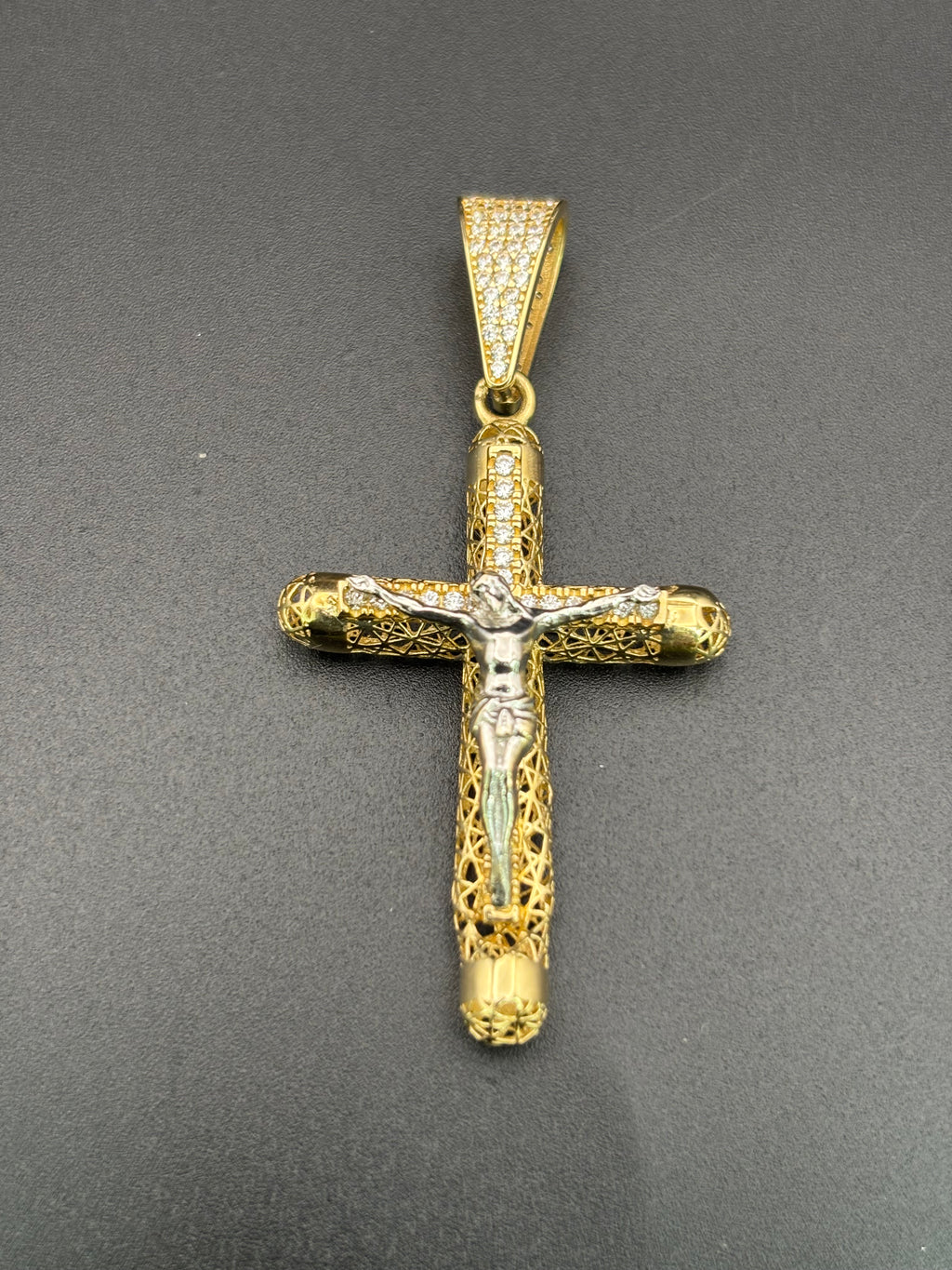 14k Solid Gold Jesus Cross Pendant