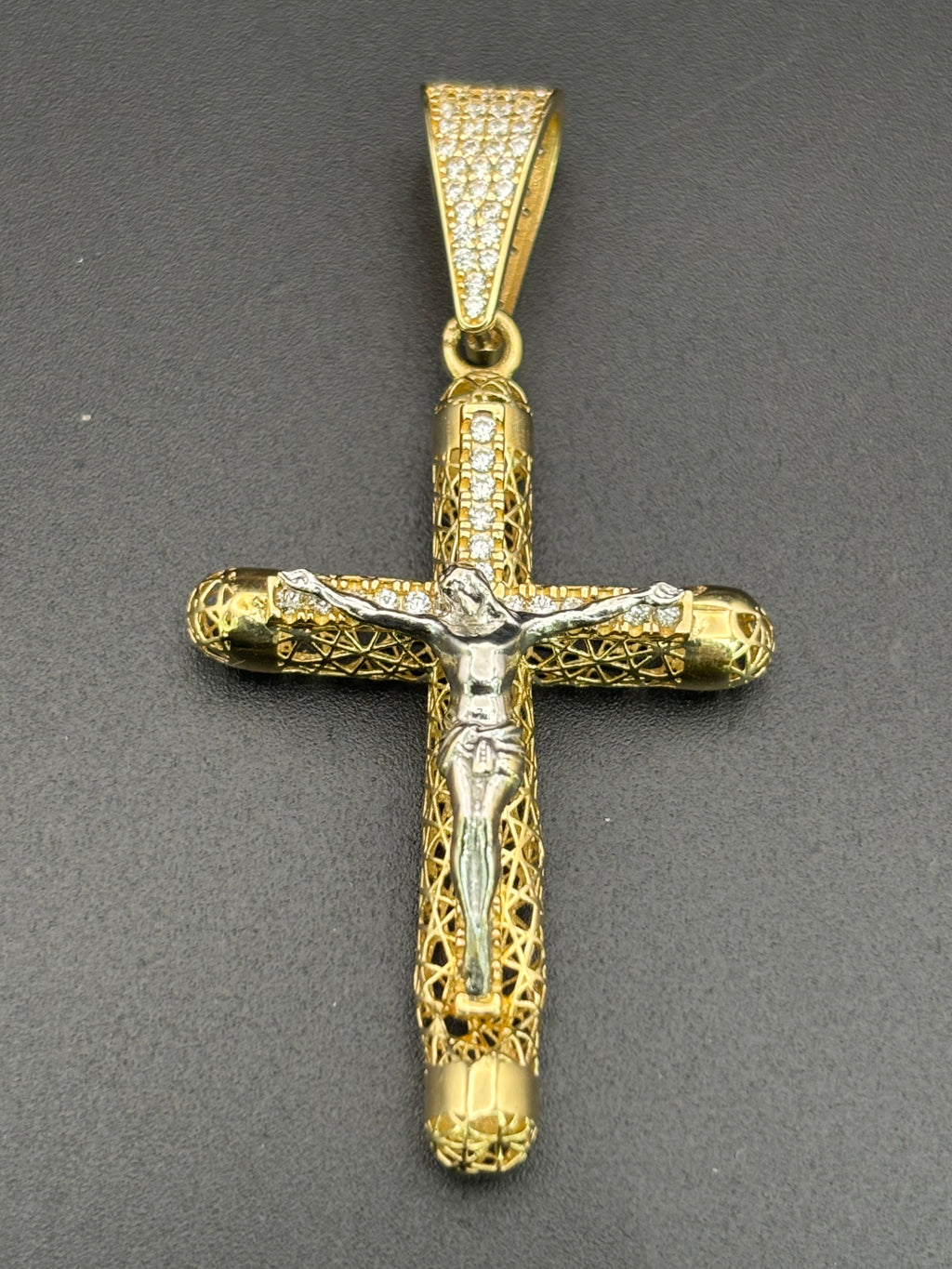 14k Solid Gold Jesus Cross Pendant