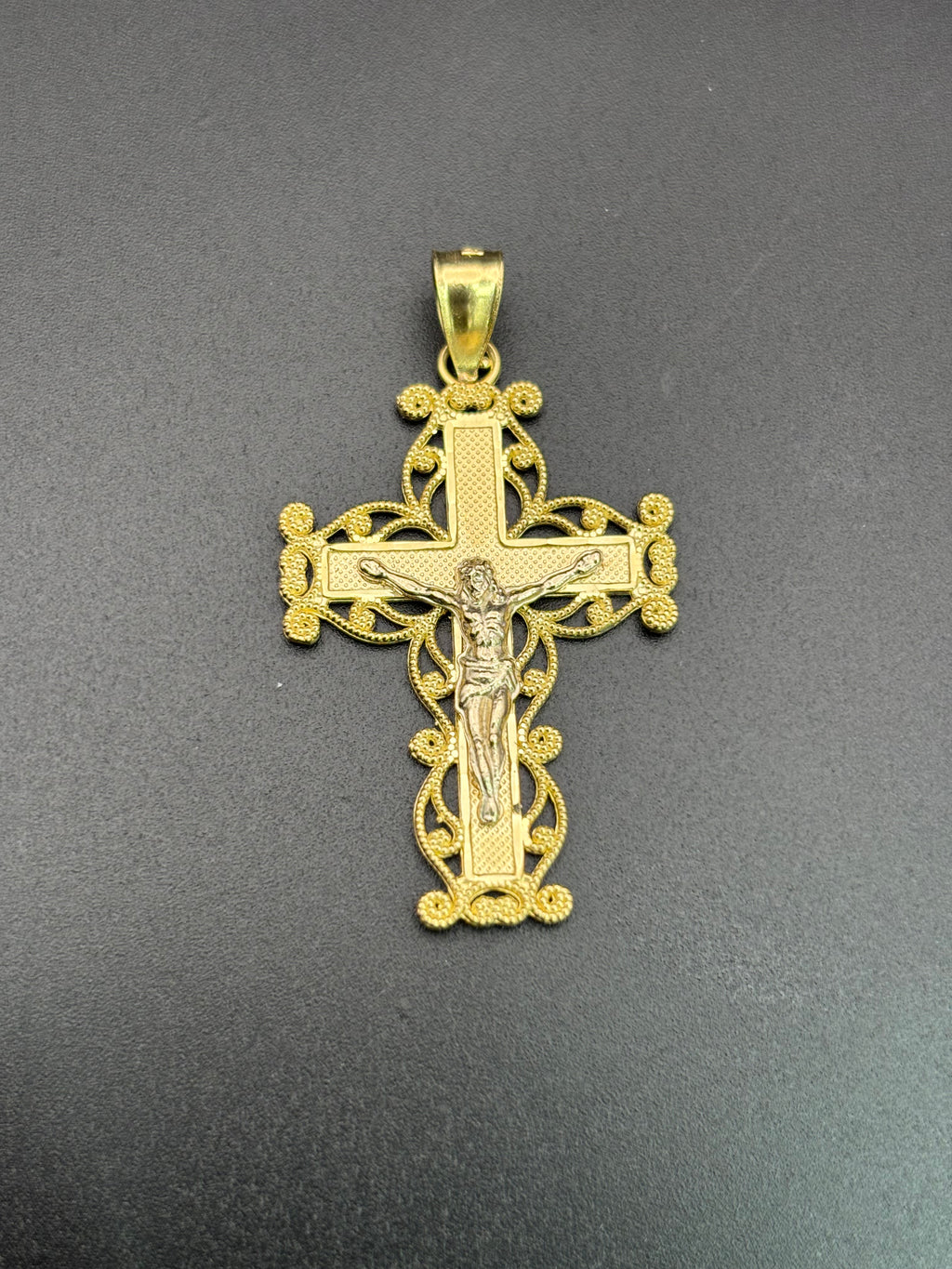 14k Solid Gold Jesus Cross Pendant