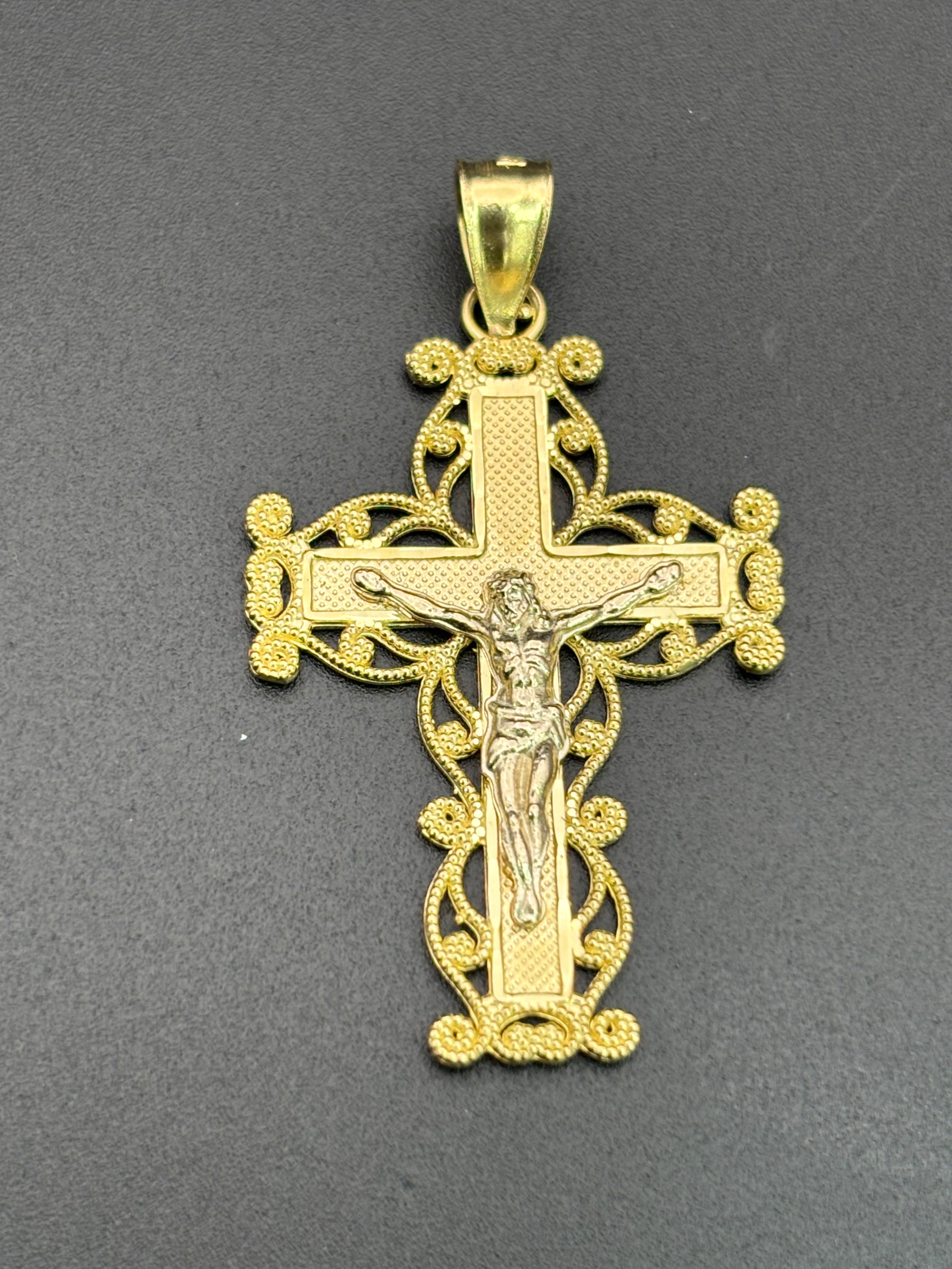 14k Solid Gold Jesus Cross Pendant