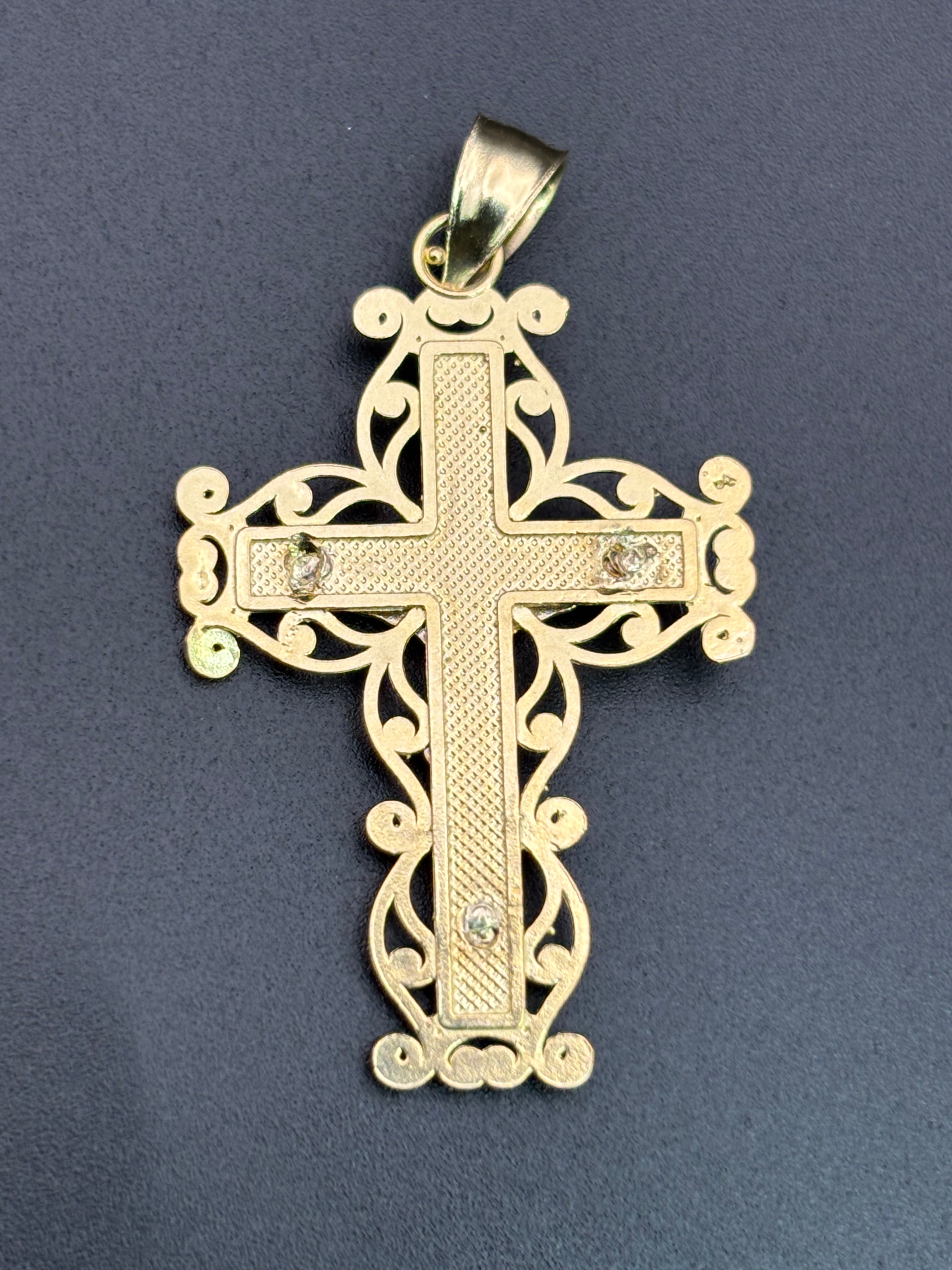 14k Solid Gold Jesus Cross Pendant