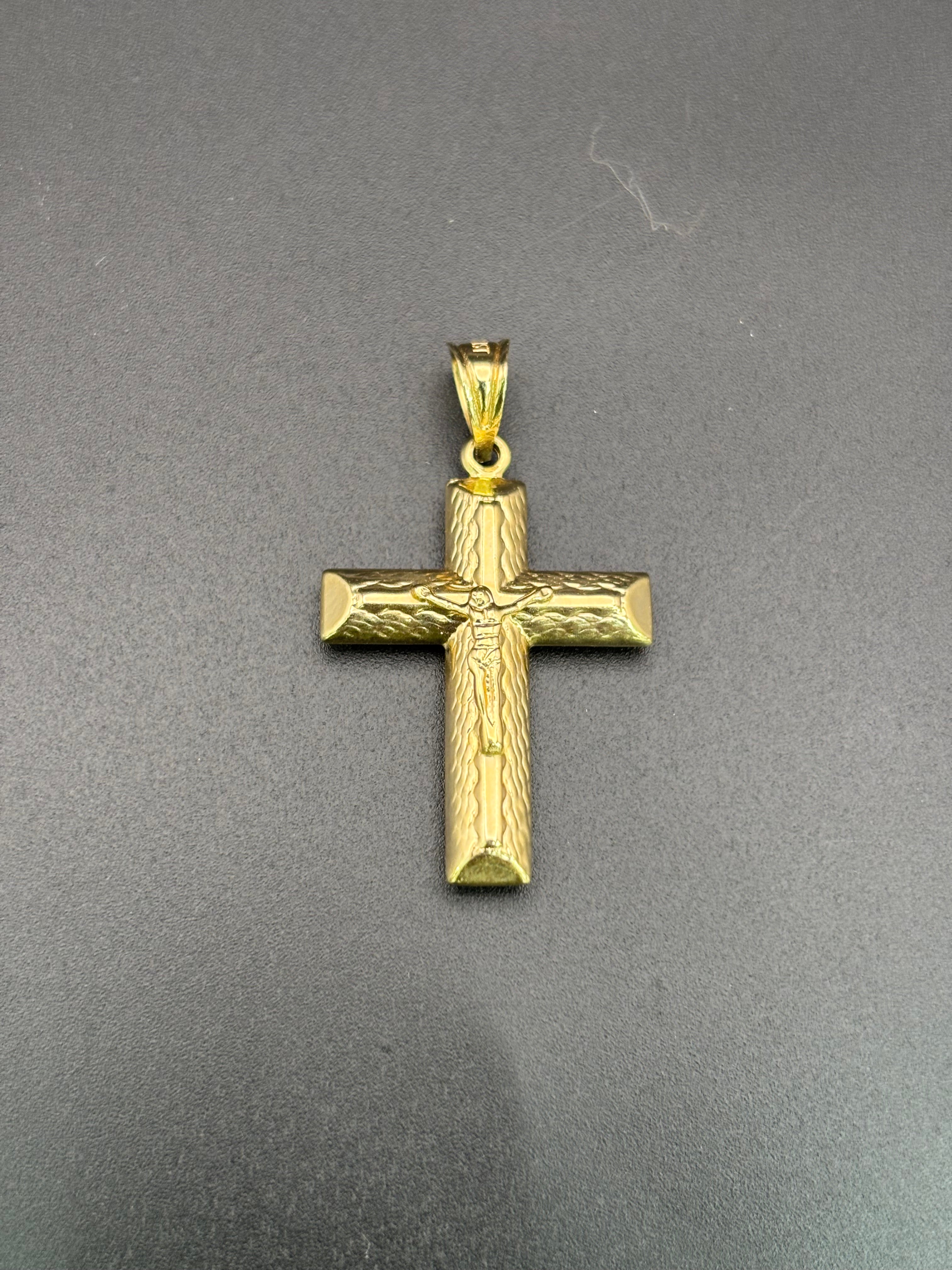 14k Solid Gold Jesus Cross Pendant