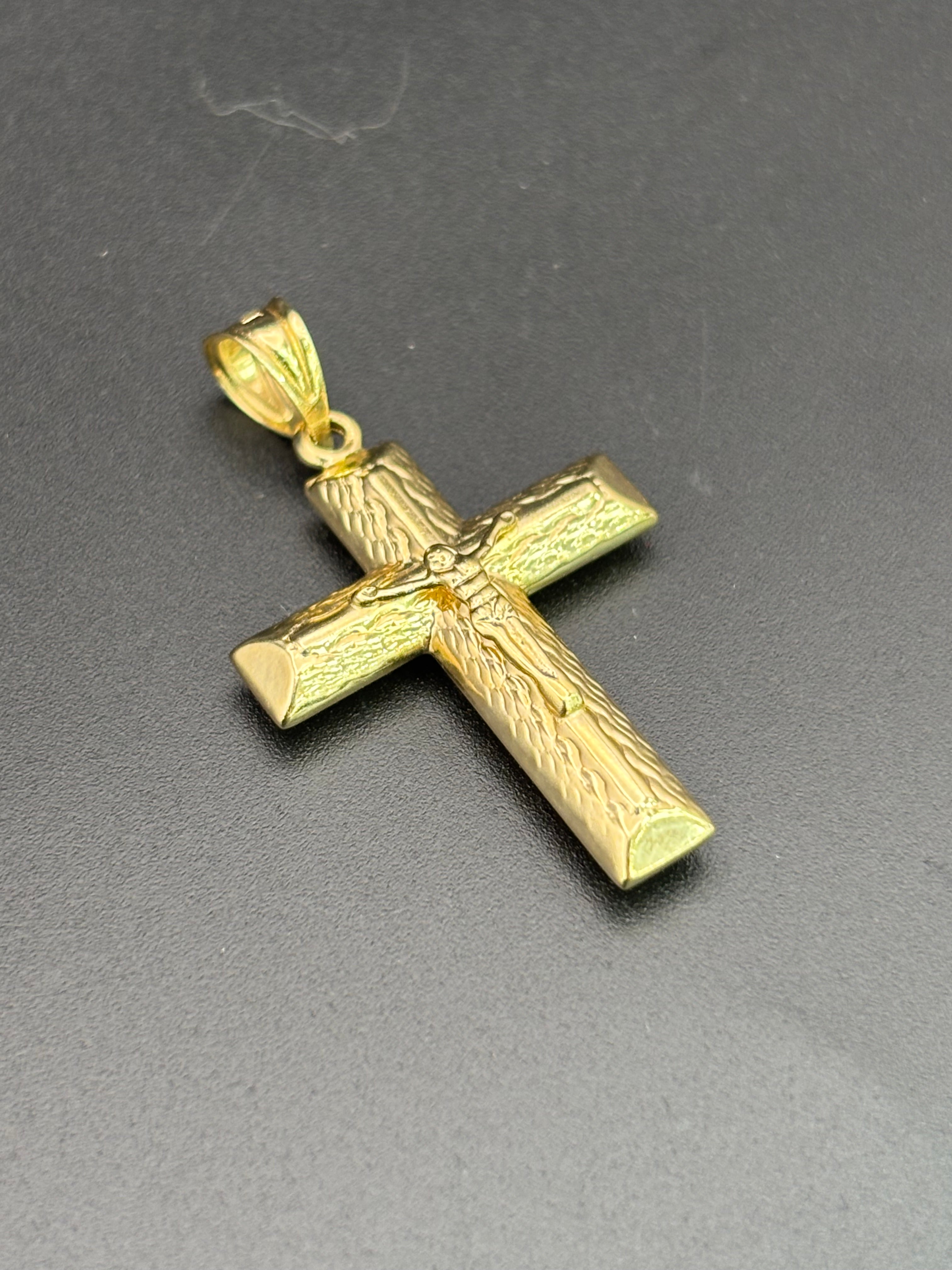 14k Solid Gold Jesus Cross Pendant