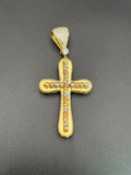 14k Solid Multi-tone Gold Jesus Cross Pendant