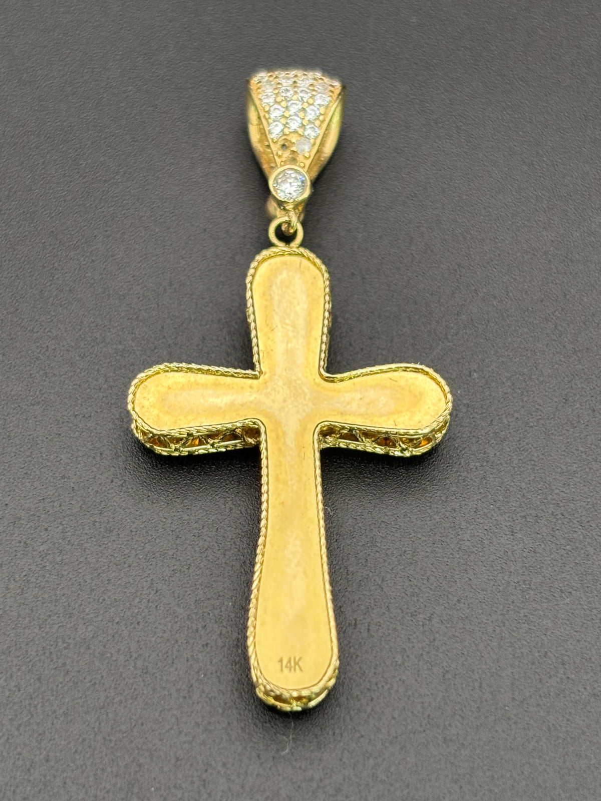 14k Solid Multi-tone Gold Jesus Cross Pendant