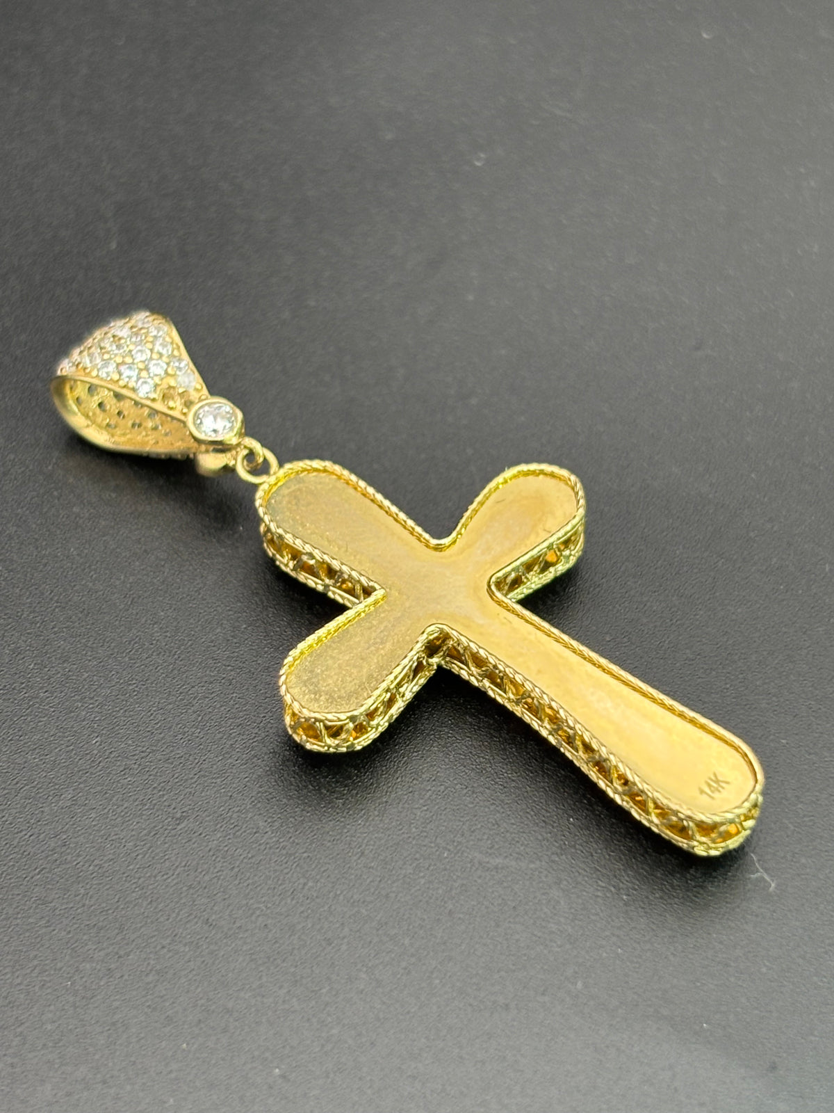 14k Solid Multi-tone Gold Jesus Cross Pendant