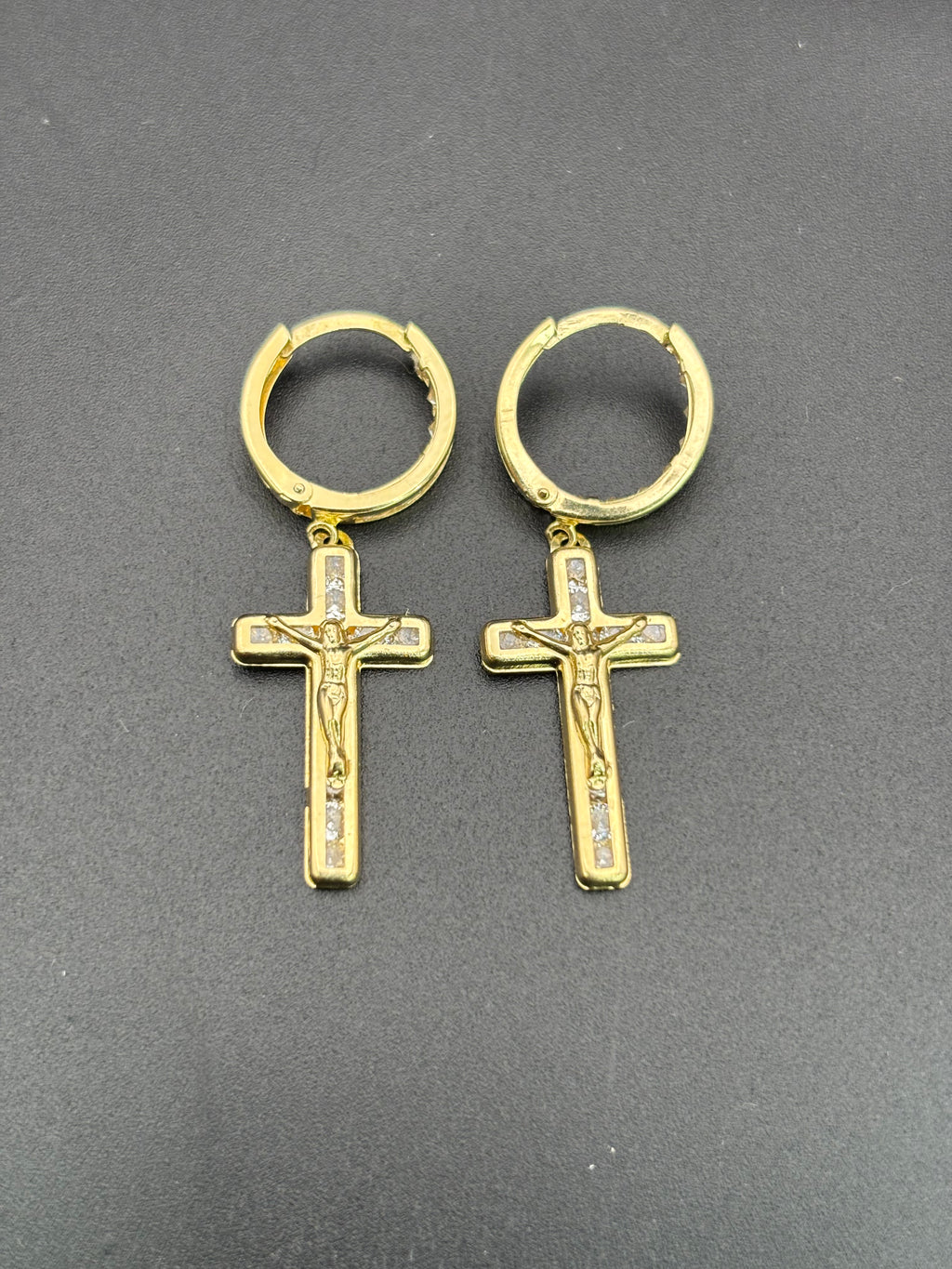 14k Solid Gold Earrings Jesus in the Cross