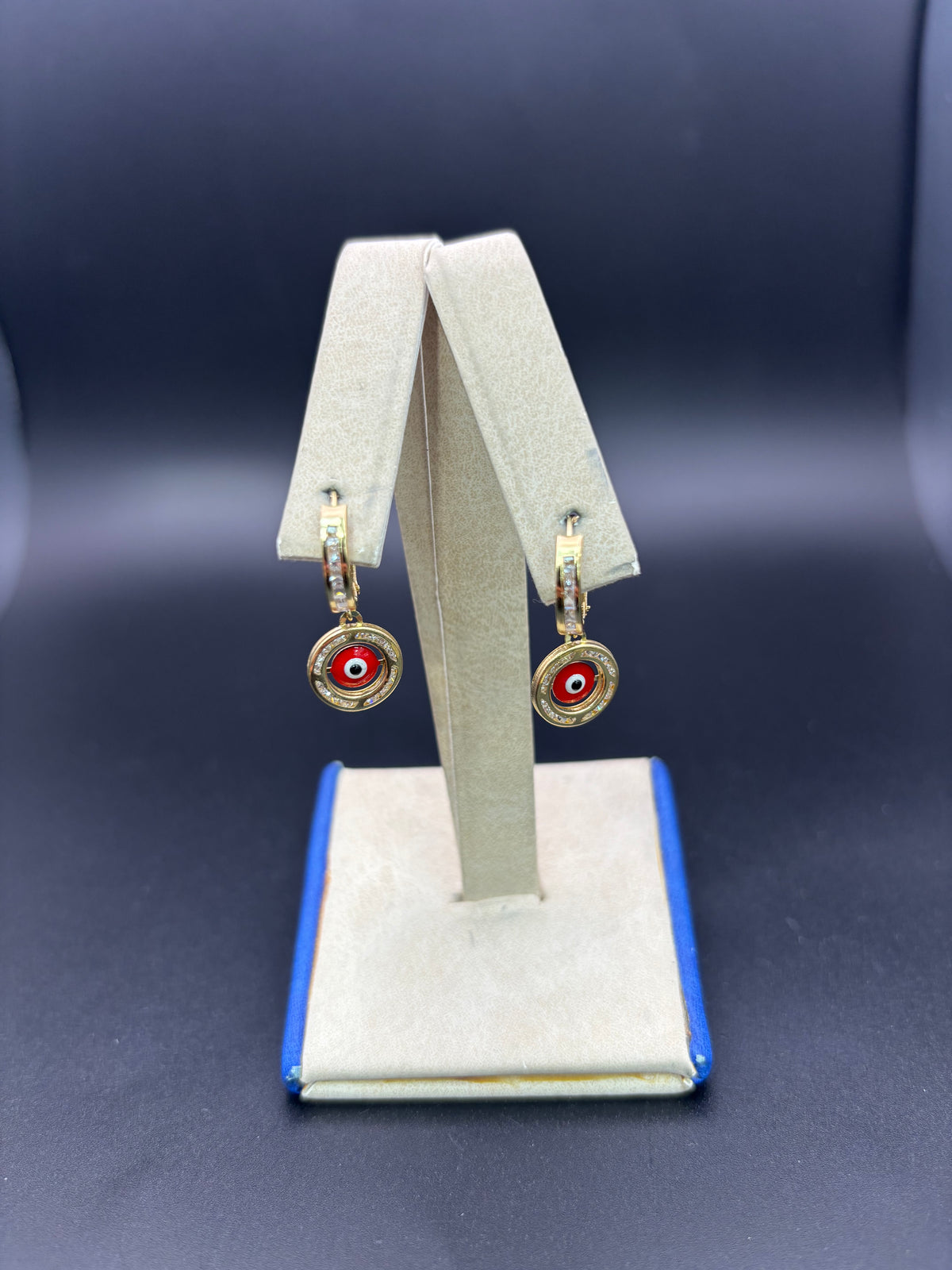 14k Solid Gold Earrings Evil Eye