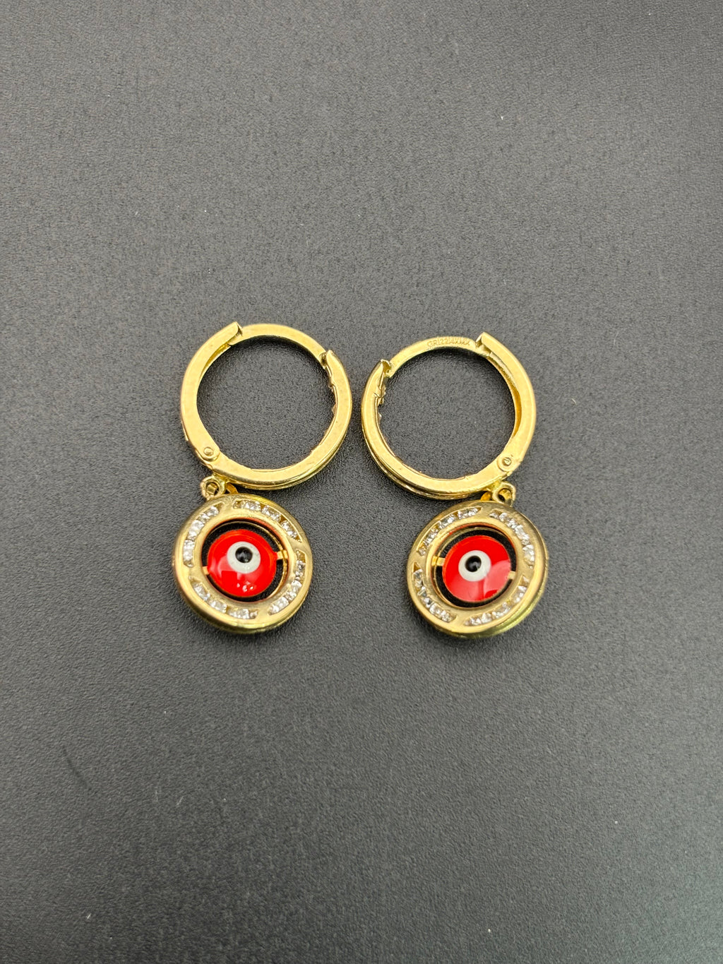 14k Solid Gold Earrings Evil Eye