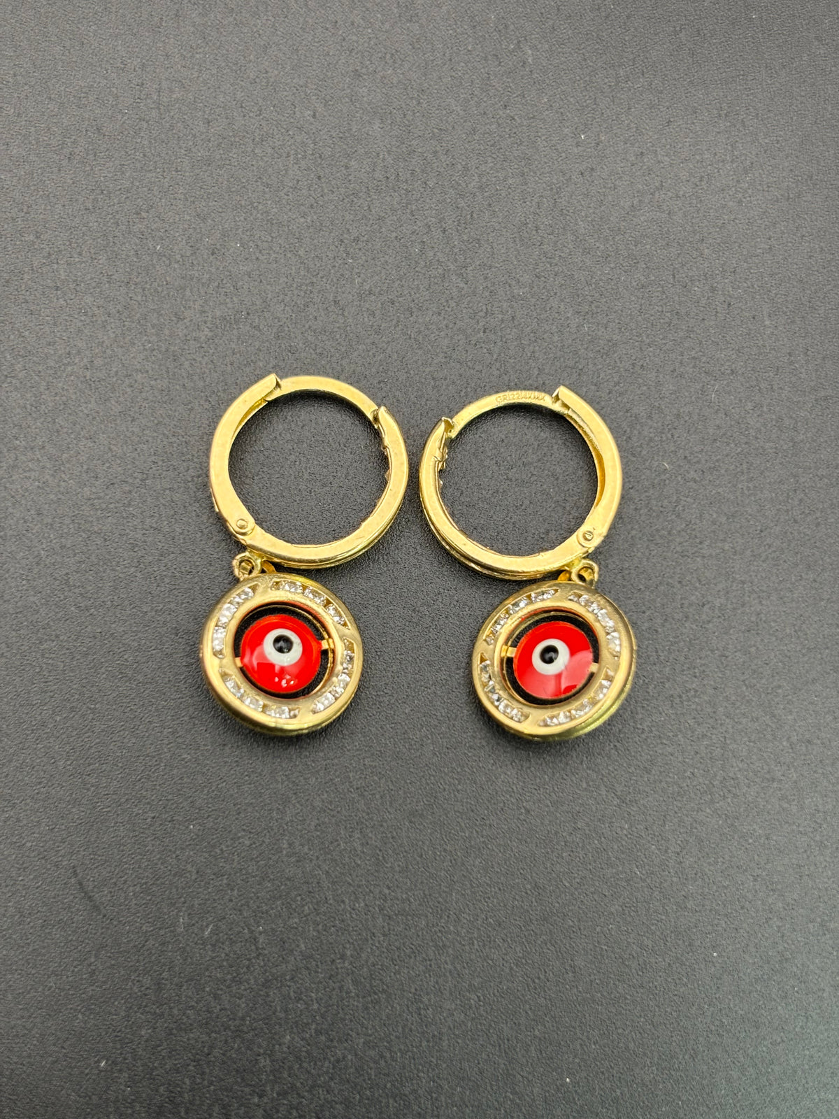 14k Solid Gold Earrings Evil Eye
