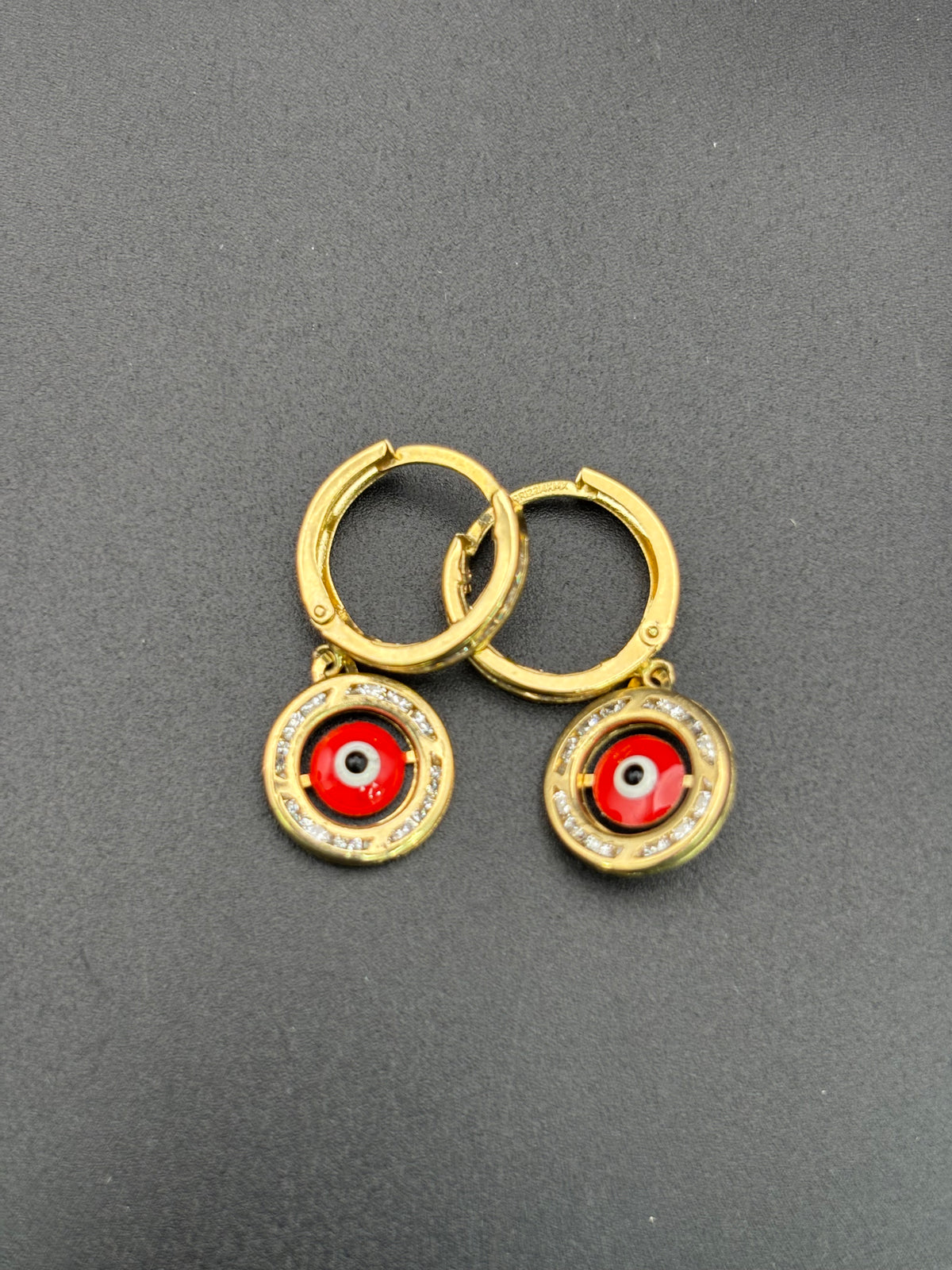 14k Solid Gold Earrings Evil Eye