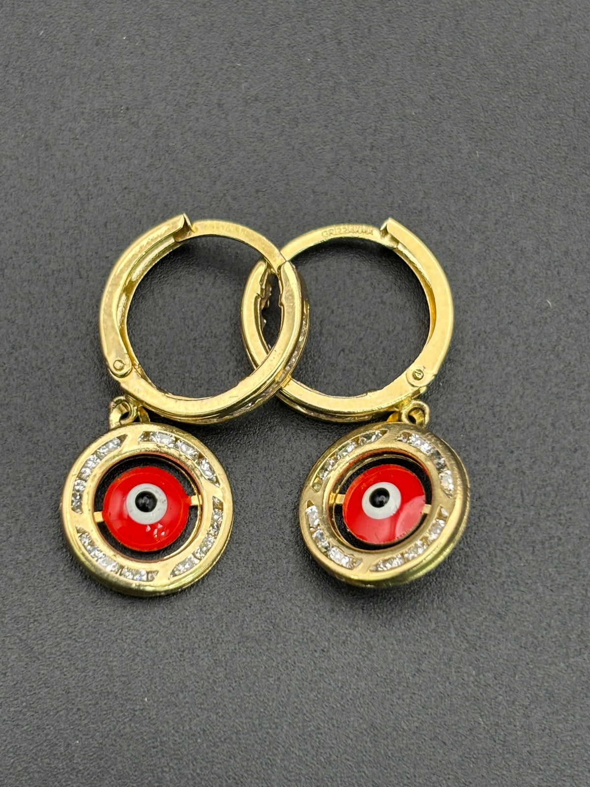 14k Solid Gold Earrings Evil Eye